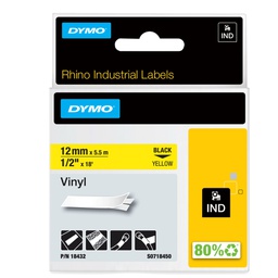 [70882] NASTRO VINILE 12mm x 5.5mt nero su giallo 18432 RHINO