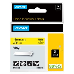 [70681] NASTRO VINILE 19mm x 5.5mt nero su giallo 18433 RHINO