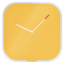 [95281] Orologio da parete silenzioso in vetro giallo Cosy Leitz