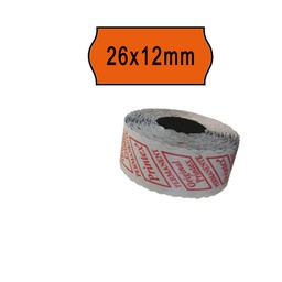 [74895] PACK 10 ROTOLI 1000 ETICH. 26x12mm ONDA ARANCIO PERM. Printex