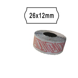 [74893] PACK 10 ROTOLI 1000 ETICH. 26x12mm ONDA BIANCO PERM. Printex