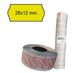 [74896] PACK 10 ROTOLI 1000 ETICH. 26x12mm ONDA GIALLO PERM. Printex