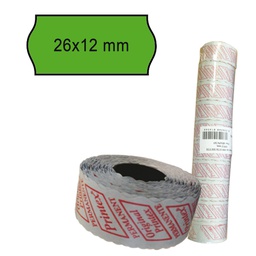 [74898] PACK 10 ROTOLI 1000 ETICH. 26x12mm ONDA VERDE PERM. Printex