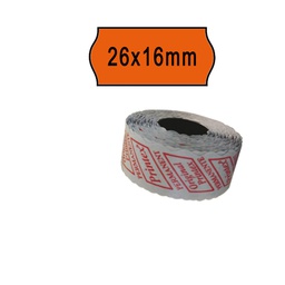[74903] PACK 10 ROTOLI 1000 ETICH. 26x16mm ONDA ARANCIO PERM. Printex