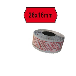 [74905] PACK 10 ROTOLI 1000 ETICH. 26x16mm ONDA ROSSO PERM. Printex