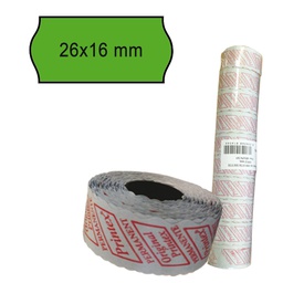[74906] PACK 10 ROTOLI 1000 ETICH. 26x16mm ONDA VERDE PERM. Printex