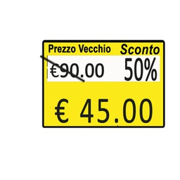 [74913] PACK 10 ROTOLI 600 ETICH. 26x19mm ''Taglio prezzo...'' GIALLO PERM. Printex