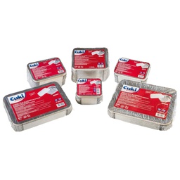 [82646] Pack 50 Contenitori alluminio 3 Porzioni + coperchio Cuki