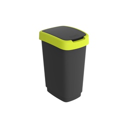 [97445] Pattumiera 25LT in PPL Nero/Verde Lime con coperchio basculante Rotho
