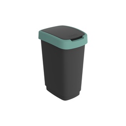 [97443] Pattumiera 25LT in PPL Nero/Verde scuro con coperchio basculante Rotho