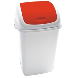 [82735] Pattumiera a basculante 50Lt Rif Basic Bianco/Rosso