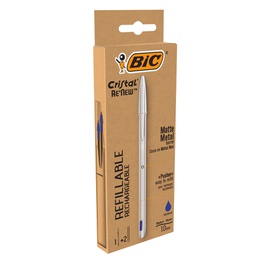 [92065] Penna sfera con cappuccio Cristal® Re'New 1mm blu BIC®