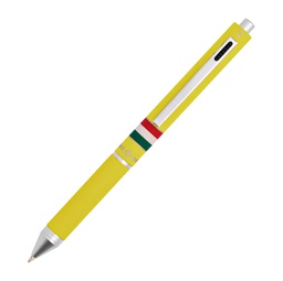 [88753] Penna sfera scatto multifunzione QUADRA fusto giallo gommato Italia OSAMA