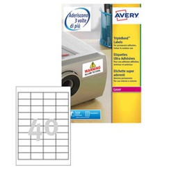 [58431] Poliestere adesivo extra L6140 bianco 20fg 45,7x25,4mm (40et/fg laser Avery