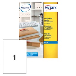 [45206] Poliestere adesivo J8567 trasparente 25fg A4 210x297mm (1et/fg inkjet Avery