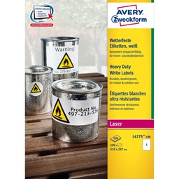 [76891] Poliestere adesivo L4775 bianco 100fg A4 210x297mm (1et/fg laser Avery