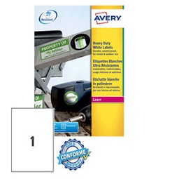 [47693] Poliestere adesivo L4775 bianco 20fg A4 210x297mm (1et/fg laser Avery