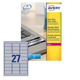 [47052] Poliestere adesivo L6011 argento 20fg A4 63,5x29,6mm (27et/fg laser Avery