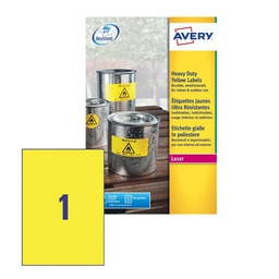 [71968] Poliestere adesivo L6111 giallo fluo 20fg A4 210x297mm (1et/fg laser Avery