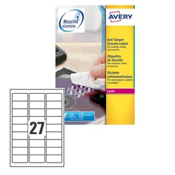 [49700] Poliestere adesivo L6114 bianco antim. 20fg A4 63,5x29,6mm (27et/fg laser Avery