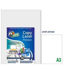 [76464] Poliestere adesivo LP3P bianco 250fg A3 297x420mm (1et/fg laser Tico