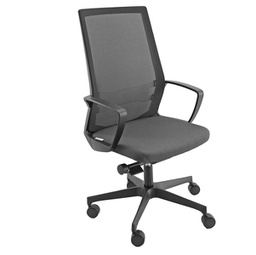 [89597] Poltrona semidirezionale I70 Grigio e schienale rete nera c/bracc.