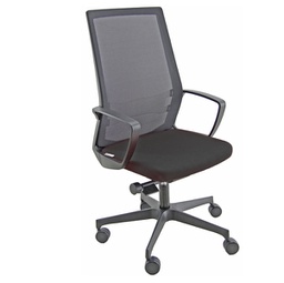 [89596] Poltrona semidirezionale I70 Nero e schienale rete nera c/bracc.