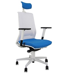 [96154] Poltrona semidirezionale Light LLBPG blu chiaro/bianco c/bracc. regolabili+pogg