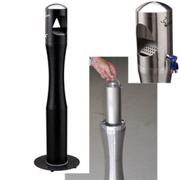 [68298] Portacenere a colonna H100cm in acciaio nero