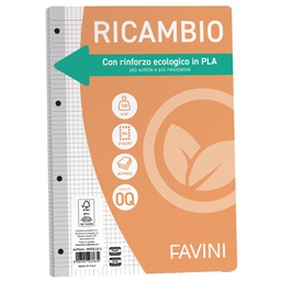 [90737] Ricambi c/rinforzo ecologico f.to A4 100gr 40fg 5mm c/margine Favini