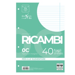 [28843] RICAMBI FORATI A4 1RIGO C/MARG. QUAXIMA 40FG 80GR PIGNA
