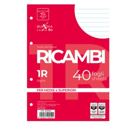 [28829] RICAMBI FORATI A5 1RIGO 80GR QUAXIMA 40FG 80GR PIGNA