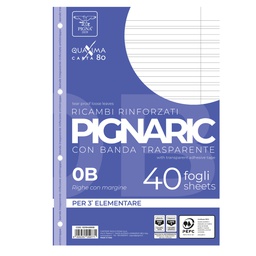 [54886] RICAMBI FORATI RINFORZATI A4 RIGO DI 3  40FG 80GR PIGNARIC