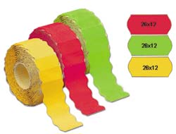 [37905] Rotolo 1500 etichette 26x12mm giallo fluo permanenti a onda Markin