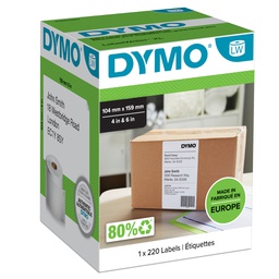[63293] ROTOLO 220 ETICHETTE BIANCHE 104X159MM DYMO LW XL INDIRIZZI S0904980