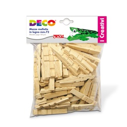 [66677] SACCHETTO 100 MEZZE MOLLETTE LEGNO 72mm ART.1719 DECO