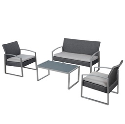 [91672] Salotto Alicante nero/grigio - set 4 elementi
