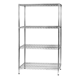 [77017] SCAFFALE 4 RIPIANI IN ACCIAIO CROMATO 60x90cm - H160cm ARCHIMEDE Kit ROBUSTO