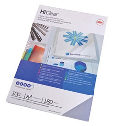 [50789] Scatola 100 copertine Hi-Clear 200micron A4 neutro trasparente GBC