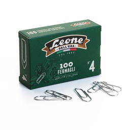 [44687] SCATOLA 100 FERMAGLI N.4 MM32 ZINCATI ANTIRUGGINE LEONE
