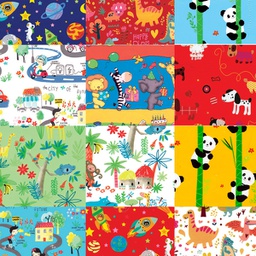 [88312] Scatola 100fg carta regalo Raso Bambini 70X100cm Rex Sadoch