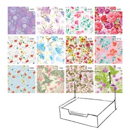 [88307] Scatola 100fg carta regalo Raso Fiori 70x100cm Rex Sadoch