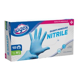[91059] Scatola 100 guanti in nitrile non talcato tg. M/L azzurro uso medicale