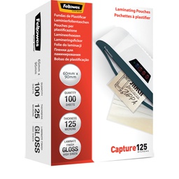 [77615] Scatola 100 pouches CAPTURE125 125mic 60x90mm Fellowes