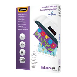 [53375] Scatola 100 pouches ENHANCE80 80mic A3 Fellowes