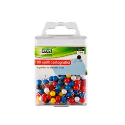 [77090] SCATOLA 100 SPILLI CARTOGRAFICI a SFERA ASSORTITI ART.266