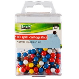[77090] SCATOLA 100 SPILLI CARTOGRAFICI a SFERA ASSORTITI ART.266
