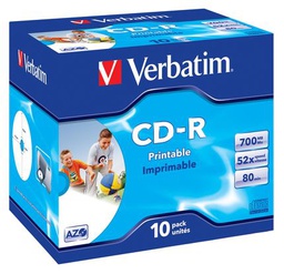 [VERCDR70052STK] SCATOLA 10 CD-R DATALIFEPLUS JEWEL CASE 1X-52X 700MB STAMPABILE INKJET