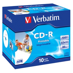 [VERCDR70052STK] SCATOLA 10 CD-R DATALIFEPLUS JEWEL CASE 1X-52X 700MB STAMPABILE INKJET