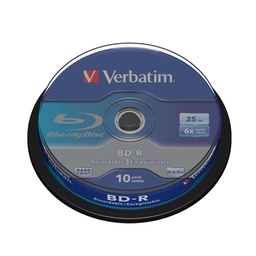 [VERBDVDBD-R25S] SCATOLA 10 DVD BLU RAY BD-R SL 25GB 6X SPINDLE MABL WHITE/BLU
